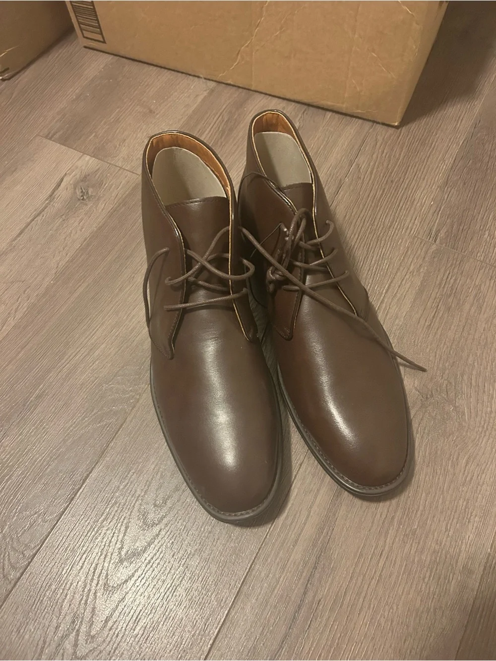 jf j.ferrar Men's Dark Brown Leather Chukka Boots